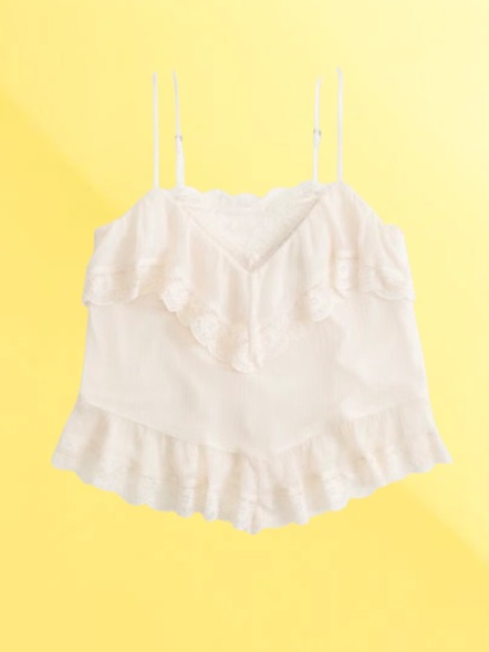 Abercrombie & Fitch Ivory Lace Ruffle Camisole NWT - Picture 2 of 5